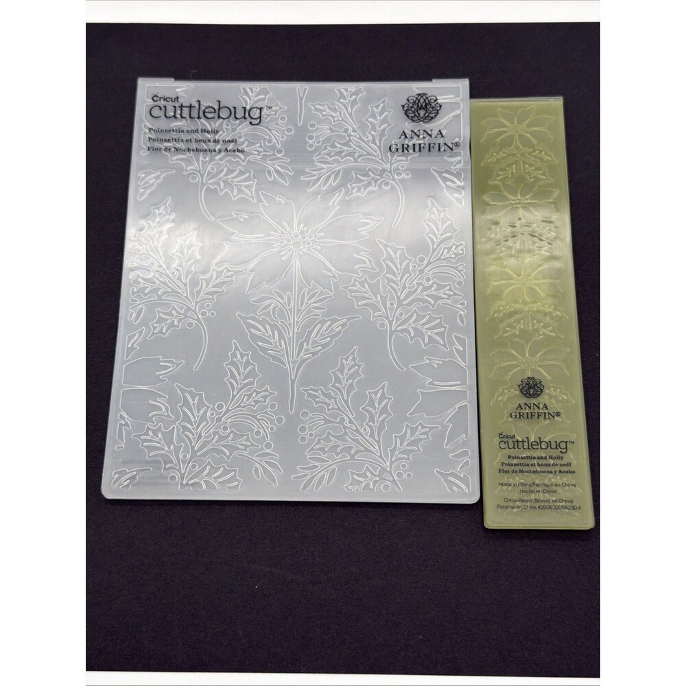 Cricut Cuttlebug 4.5”x5.5” Embossing Folder Anna Griffin Poinsettia and Holly